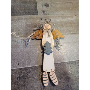 Wooden Angel girl‎ Halo pine tree Xmas ornament decor